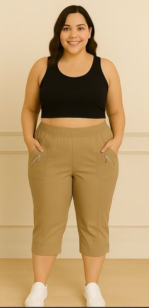 Picture of CURVY GIRL THREE QUARTER STRETCH COTTON CROP TROUSER